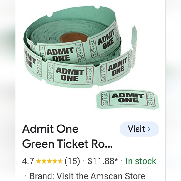 Admit One Raffle Tickets - Picture 1 of 3